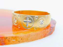10K Two Tone Gold Cross & Star Etched Band Ring for Repair 2.4g alternative image