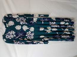 Eliza J Teal Floral Print Pattern Long Sleeve Dress Size 12