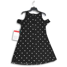 NWT Womens Black White Polka Dot Cold Shoulder Back Zip Short A-Line Dress 14 alternative image