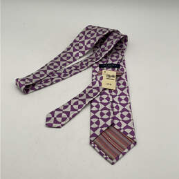 NWT Mens Purple Silk Geometric Adjustable Keeper Loop Designer Neck Tie alternative image
