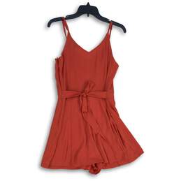 Express Womens Pink Spaghetti Strap V-Neck Belted One-Piece Romper Size 6 alternative image
