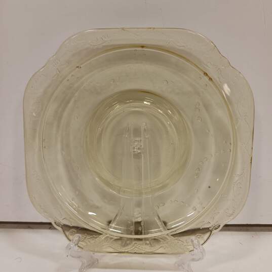 Set of 5 Vintage Amber Madrid Depression Glass Saucers image number 3