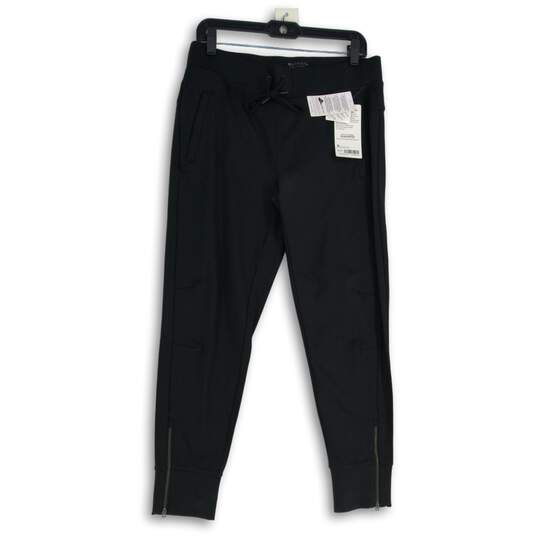 NWT Womens Black Drawstring Slash Pocket Zip Ankle Jogger Pants Size M image number 1