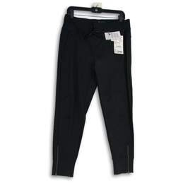 NWT Womens Black Drawstring Slash Pocket Zip Ankle Jogger Pants Size M