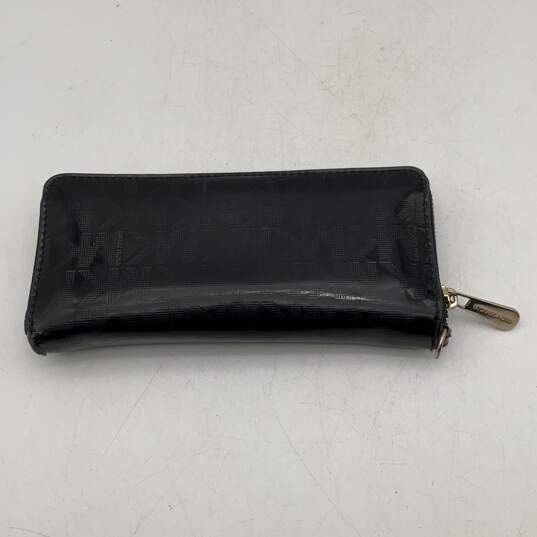 Womens Black And Gold Leather Card Holder Zip-Around Wallet image number 2