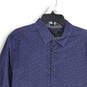 Mens Blue Geometric Long Sleeve Spread Collar Button-Up Shirt Size 7 image number 3