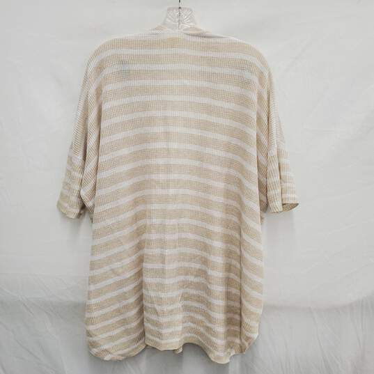 Eileen Fisher WM's Beige & White Striped Cardigan Sweater Size S image number 2