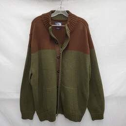 The North Face MN's Green & Brown Button & Full Zip Cardigan Sweater Size XXL