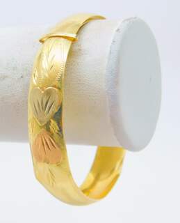 Romantic 14K Tri Color Gold Heart Motif Adjustable Bangle Bracelet 10.4g alternative image