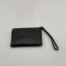 Womens Black Leather Signature Print Inner Pocket Zipper Wristlet Wallet alternative image