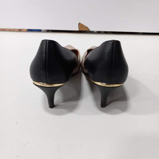 Calvin Klein Women's Black & Beige Pointed Toe Kitten Heel Pumps Size 7M image number 2