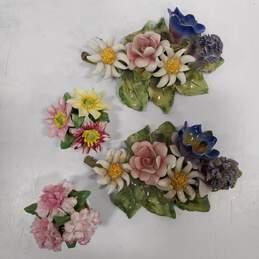 Staffordshire & Italian Ceramic Flower Sculptures Assorted 4pc Lot alternative image