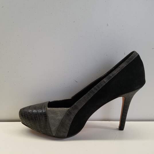 White House Black Market Black Suede and Leather Pump US 8 image number 2