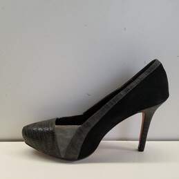 White House Black Market Black Suede and Leather Pump US 8 alternative image