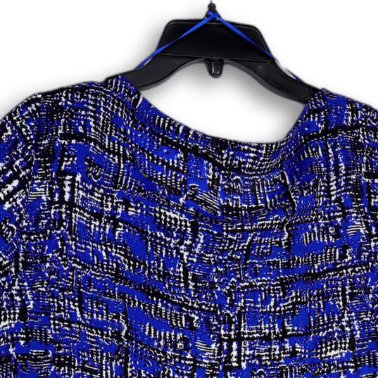 Womens Blue Abstract Round Neck Short Sleeve Pullover Blouse Top Size Large image number 3