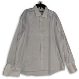 Mens White Long Sleeve Spread Collar Comfort Dress Shirt Size 47/18.5 XXL