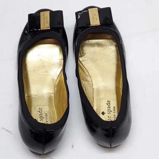 Kate Spade Mae Bow Black Patent Leather Shoes Size 6M image number 2
