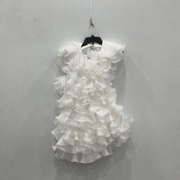 NWT Womens White Raola Ultra Ruffled Sleeveless Backless Mini Dress Size S