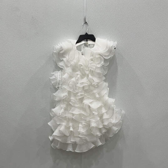 NWT Womens White Raola Ultra Ruffled Sleeveless Backless Mini Dress Size S image number 1