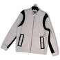 NWT Womens White Black Long Sleeve Pockets Full-Zip Biker Jacket Size Large image number 1