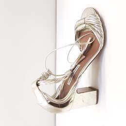 Tabitha Simmons Leather Strappy Heels Silver 6.5