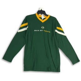 Mens Green Yellow Green Bay Packers Long Sleeve Pullover T-Shirt Size Large