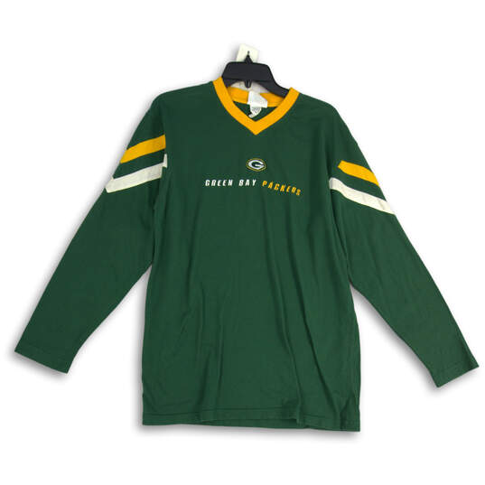 Mens Green Yellow Green Bay Packers Long Sleeve Pullover T-Shirt Size Large image number 1