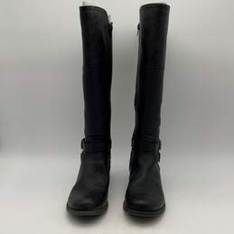 Womens Ggheylo Black Leather Mid Calf Side Zip Knee High Riding Boots Size 9.5M alternative image