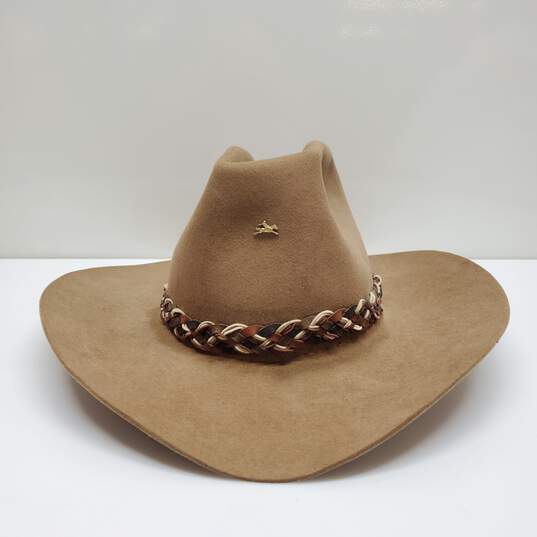Vintage Bailey Brown Leather Cowboy Hat Size 7 1/8, Used image number 1