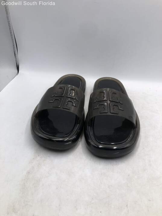 Tory Burch Womens Black Bubble Jelly Open Toe Slip-On Flat Slide Sandals Size 9B image number 4
