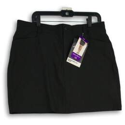 NWT Eddie Bauer Womens Black Slash Pocket Flat Front Mini Skirt Size 14