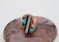 Southwestern Signed DTI 925 Turquoise Coral Onyx Shell Ring 10.0g image number 1