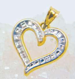 Romantic 14K Two Tone White & Yellow Gold Diamond Accent Heart Pendant 1.0g alternative image