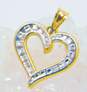Romantic 14K Two Tone White & Yellow Gold Diamond Accent Heart Pendant 1.0g image number 2
