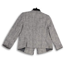 Womens Gray Long Sleeve Pockets Collared Cropped Open Front Jacket Size 4P alternative image