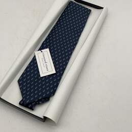 NWT Mens Blue Printed Classic Designer Pointed Adjustable Silk Neck Tie
