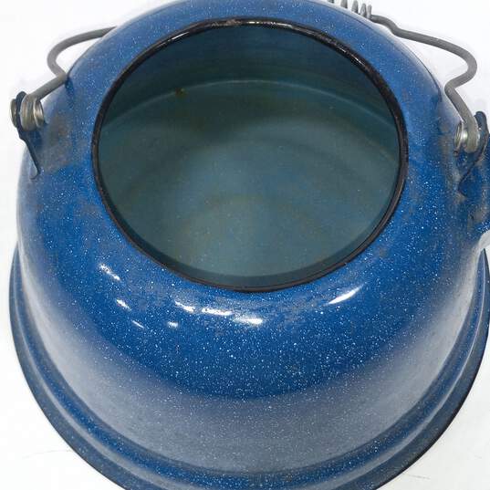 Vintage Blue Speckled Enamel Tea Kettle image number 3