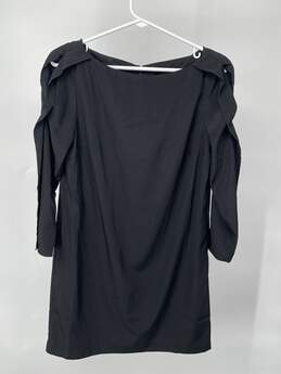 Womens Black Cold Shoulder Round Neck Back Zip Mini Dress Sz 2 T-0528888-M