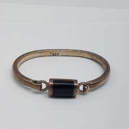 Sterling Silver Onyx 5 1/2 Inch Tension Bracelet 22.9g
