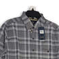 NWT Mens Blue Plaid Spread Collar Long Sleeve Button-Up Shirt Size Medium image number 3
