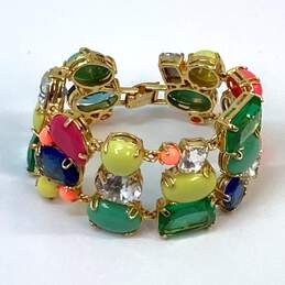 Designer J. Crew Gold-Tone Multicolor Rhinestone Statement Bracelet alternative image