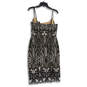 NWT Womens Black White Geometric Lace Knee Length Bodycon Dress Size 8 image number 2
