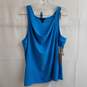 Halogen bright blue sleeveless cowl neck tank top L nwt image number 2