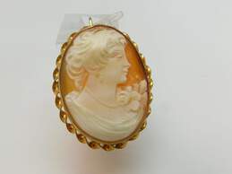 Vintage Gold Filled & Sterling Silver Carved Shell Cameo Brooches 17.2g alternative image
