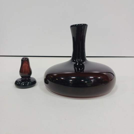 Vintage Hand Blown Black Ship Style Amethyst Decanter image number 5