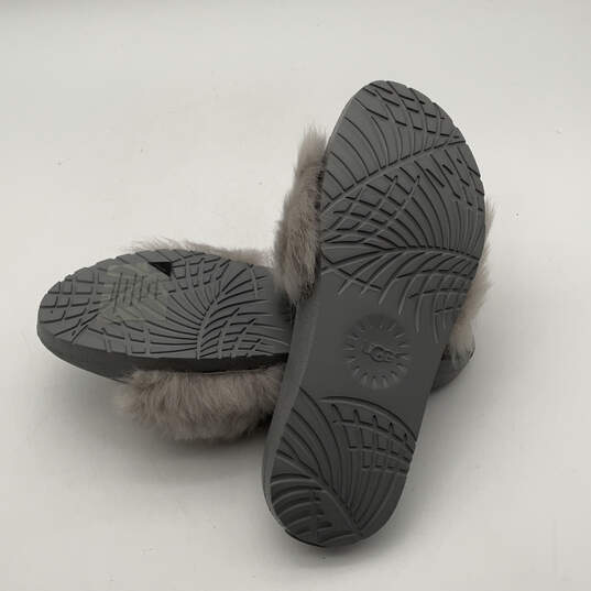 Womens Royale 1018875 Gray Faux Fur Open Toe Slip-On Slide Sandals Size 9 image number 5