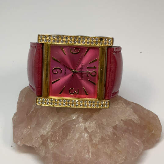 Designer Joan Rivers Classics V377 Pink Strap Square Dial Analog Wristwatch image number 1