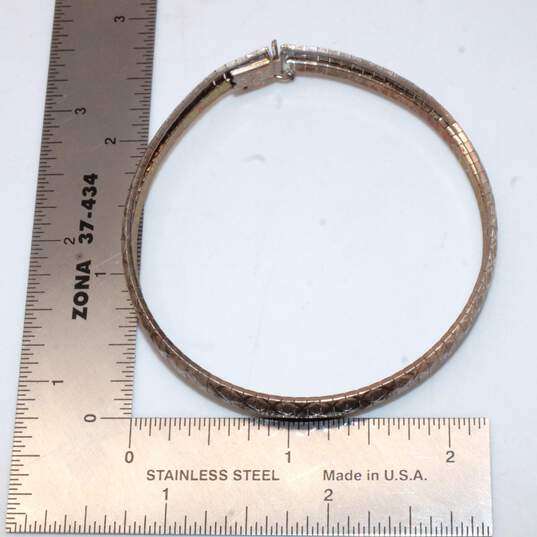 Sterling Silver Etched Omega Bracelet - 13.35g image number 4