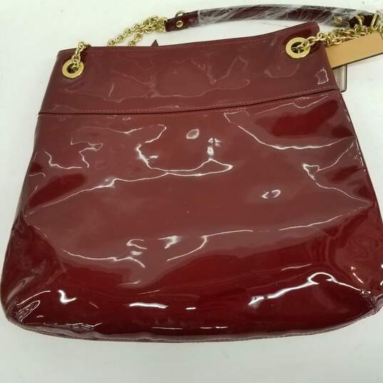 Coach Poppy Embossed Crimson Leather Chain Strap Tote Bag image number 2