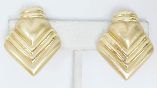 14K Yellow Gold Clip-On Statement Earrings 6.9g image number 1